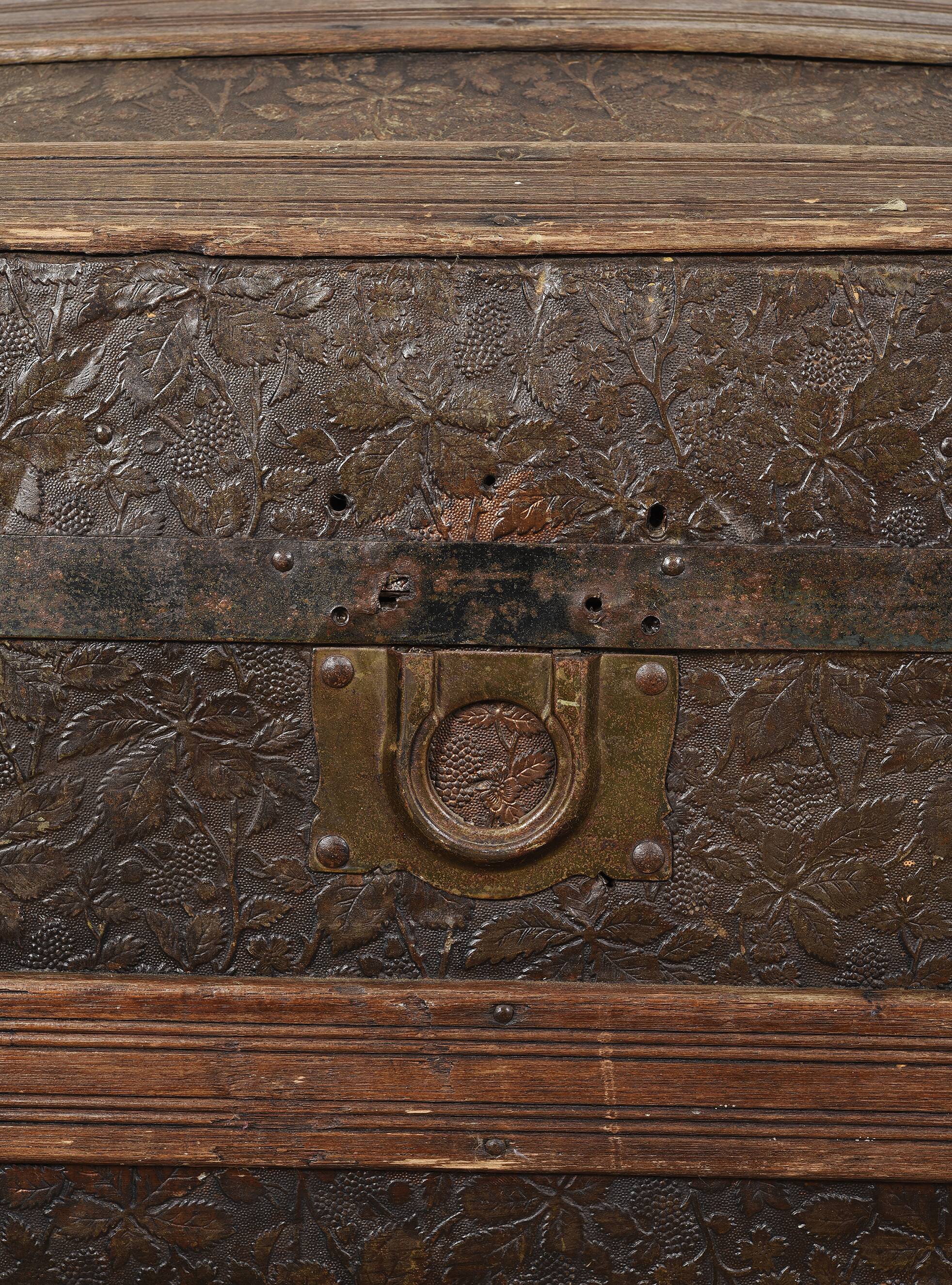 Malle de victorienne, coffre de voyage à vapeur, XIXème.