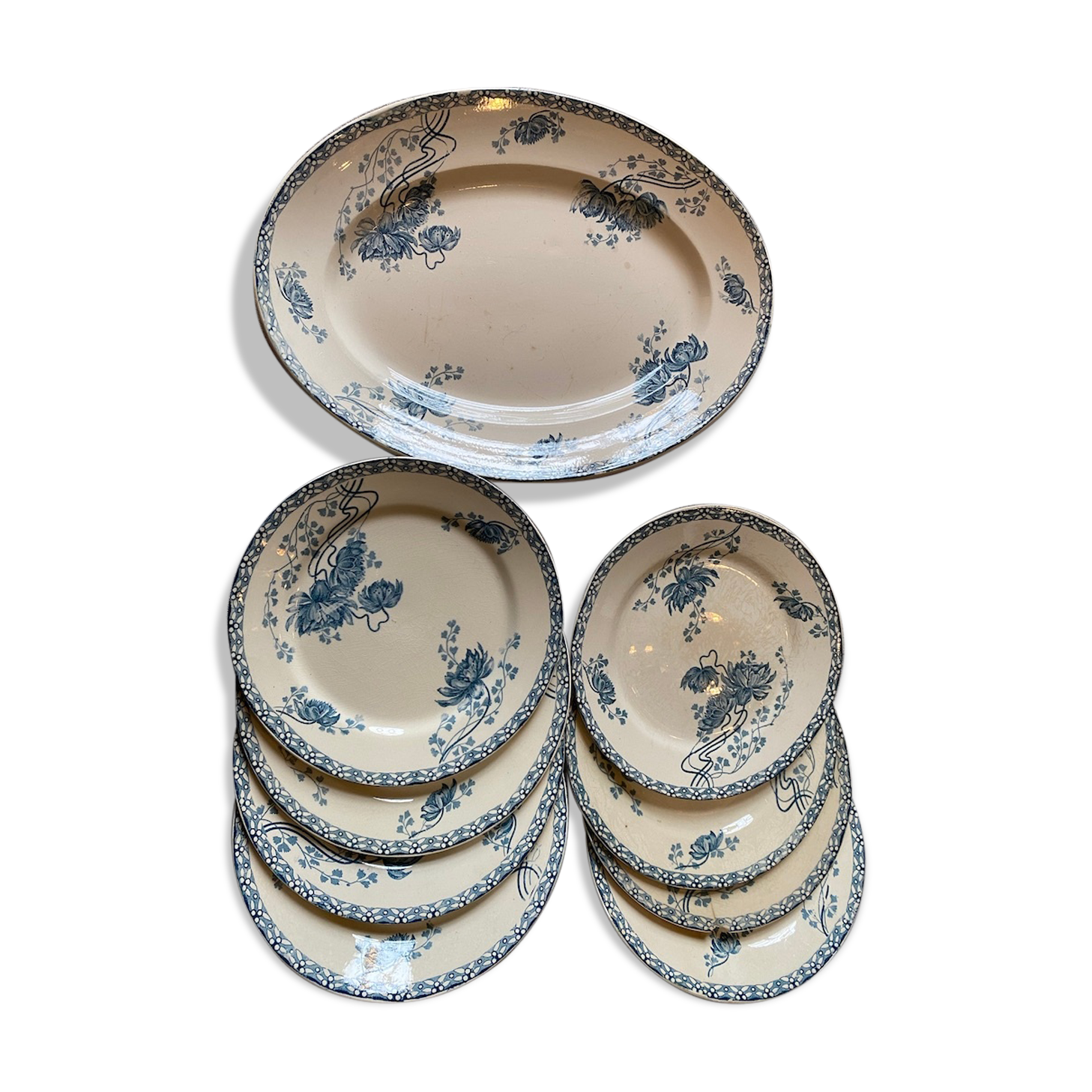 Set 8 dessert plate with serving dish
