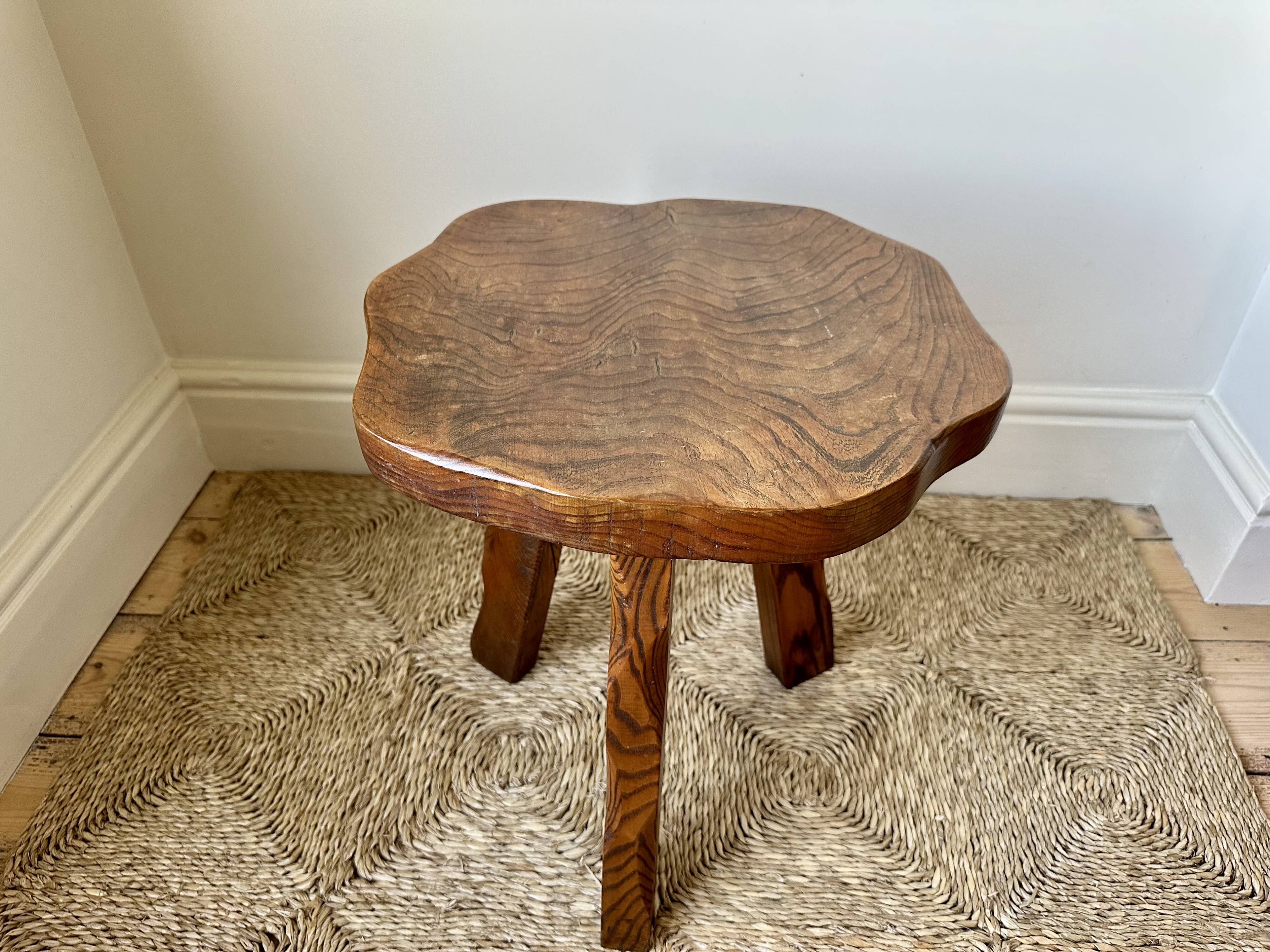 Midcentury brutalist rustic primitive side table by Wanderwood, England.