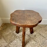 Midcentury brutalist rustic primitive side table by Wanderwood, England.
