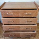 Vintage chest of drawers in modernist veneered wood from the 50s