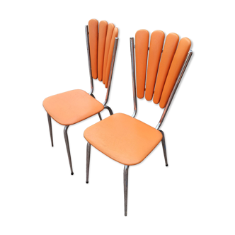 Lot de 2 chaises Soudexvinyl orange vintage