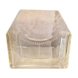 Mail rack elegant engraved glass letter holder