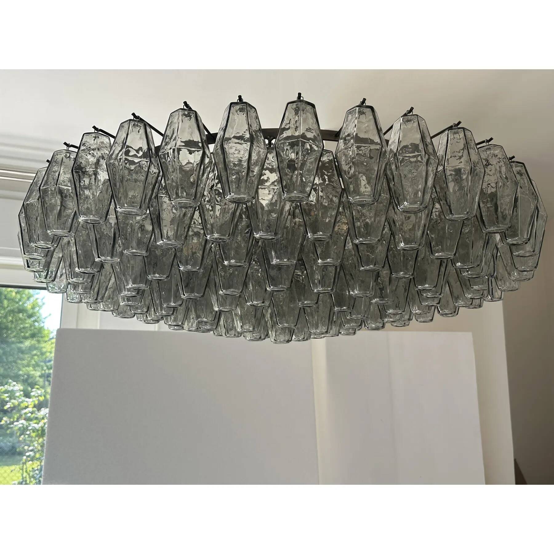 Plafonnier contemporain moderne gris "Poliedri" en verre de Murano par Simoeng
