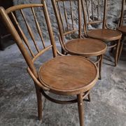 Set of 6 Fischel bentwood bistro chairs, Czechoslovakia, circa 1930–1950.