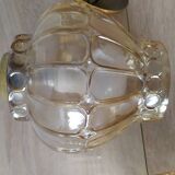 Two Globe chandeliers in molded glass in a beautiful amber color