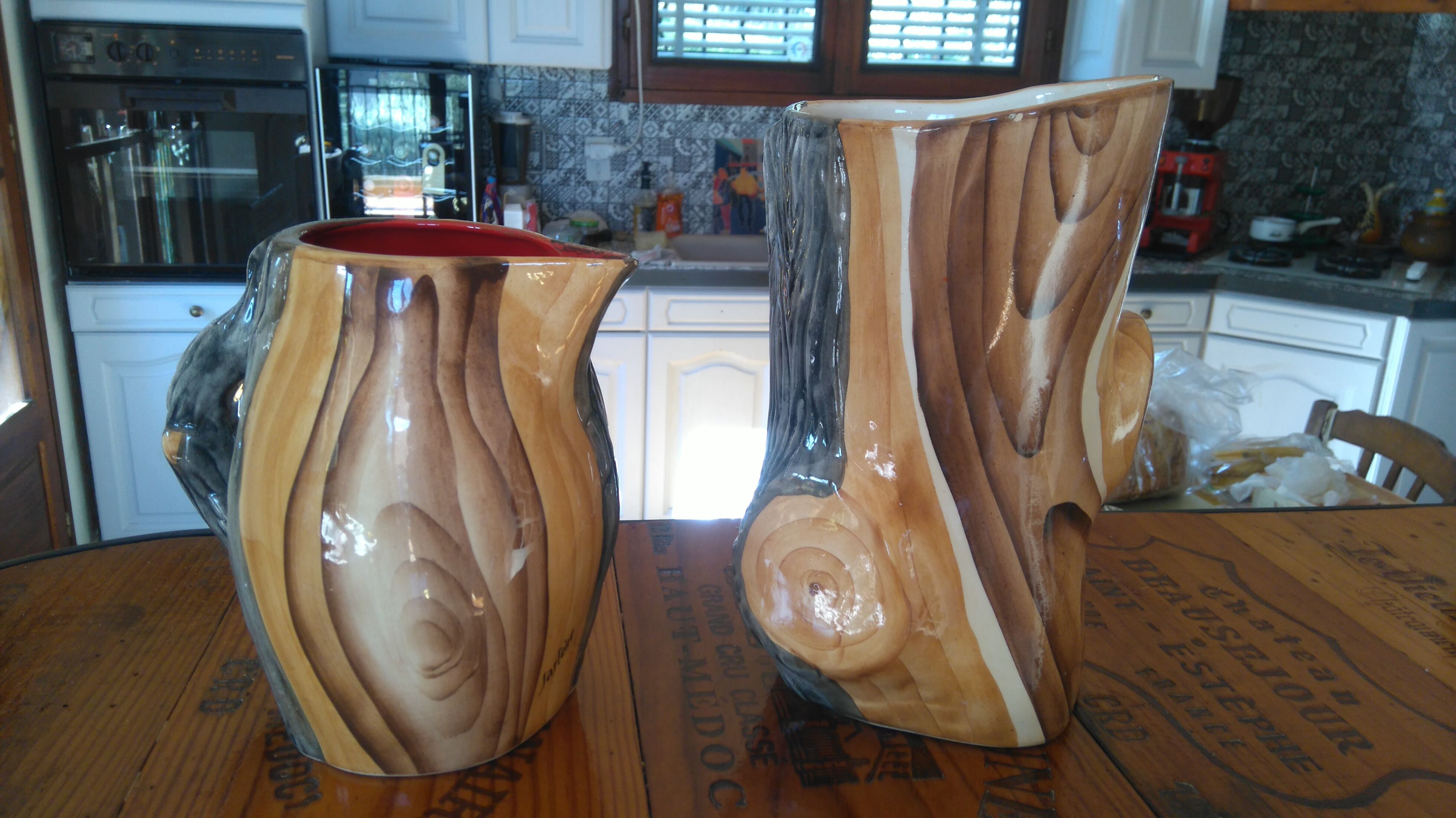 Duo of ceramics "wood" of Vallauris