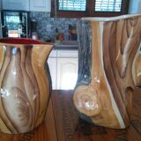 Duo of ceramics "wood" of Vallauris