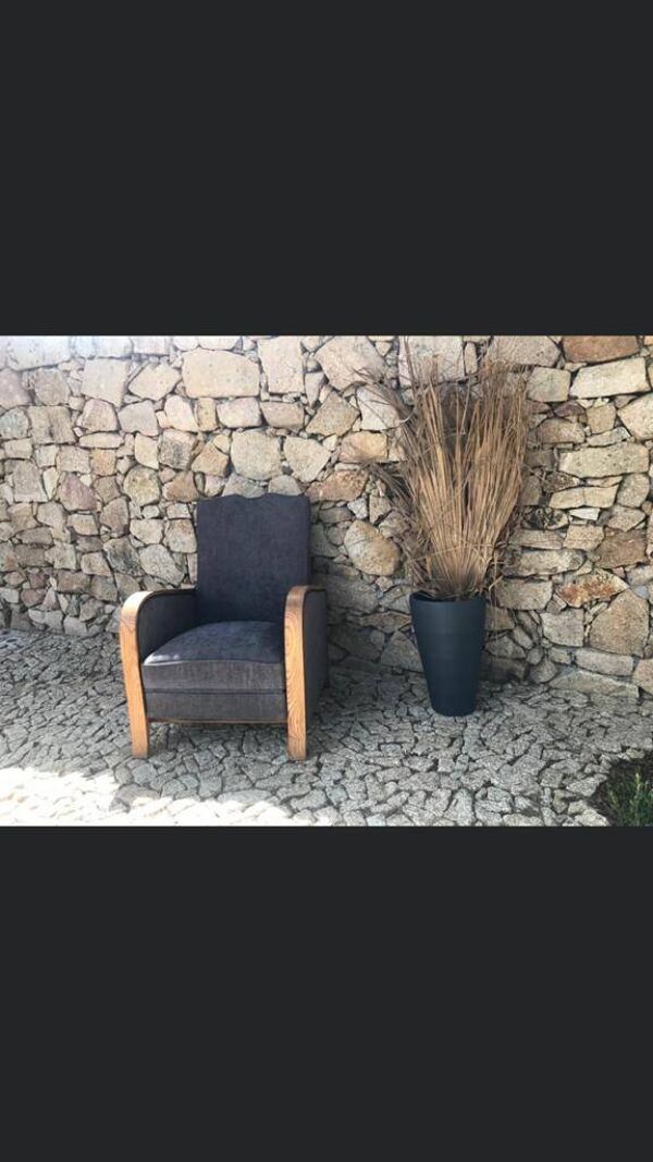 Fauteuil art déco moustache années 30 avec repose-pieds