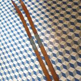 Pair of old wooden skis without bindings