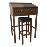 Secretary desk with stool in macasar from the 60s