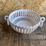 Coupe vide poche empire malicorne céramique blanche ajourée vintage #d