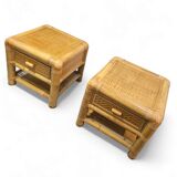 2 x Bamboo night stands / side tables / 1980s
