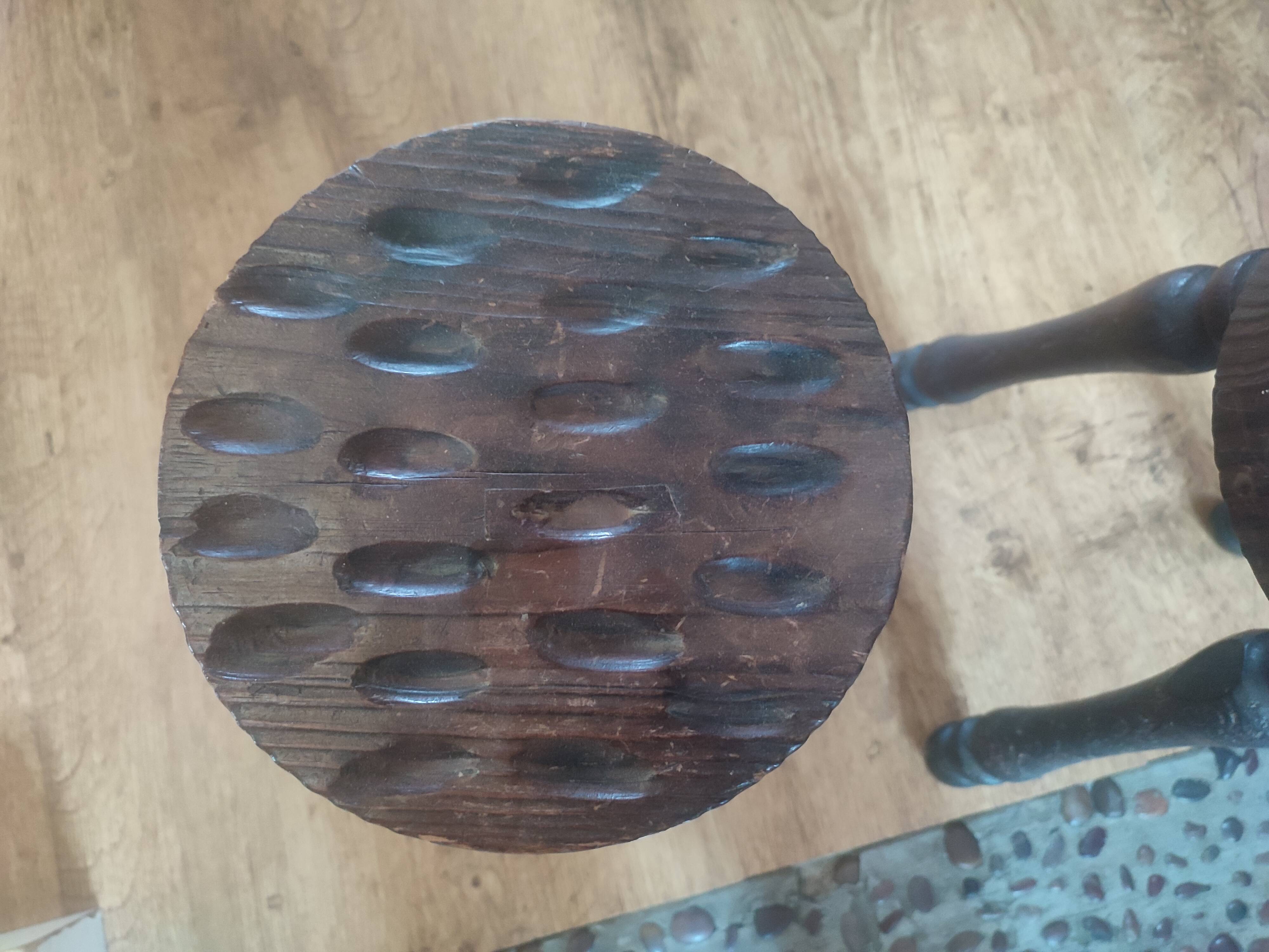 Pair of wooden shepherd's stools