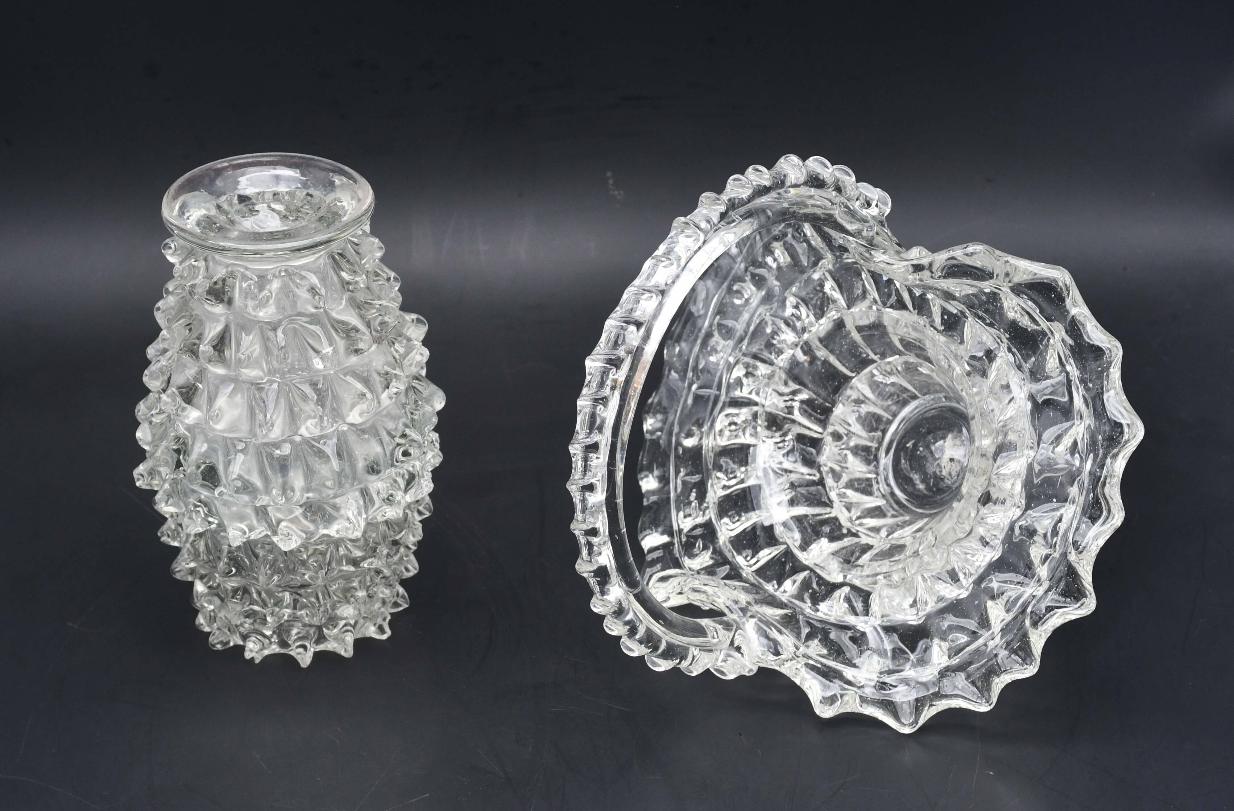 Set of 2 Ercole Barovier Rostrato Murano Italian Glass Vase for Barovier & Toso