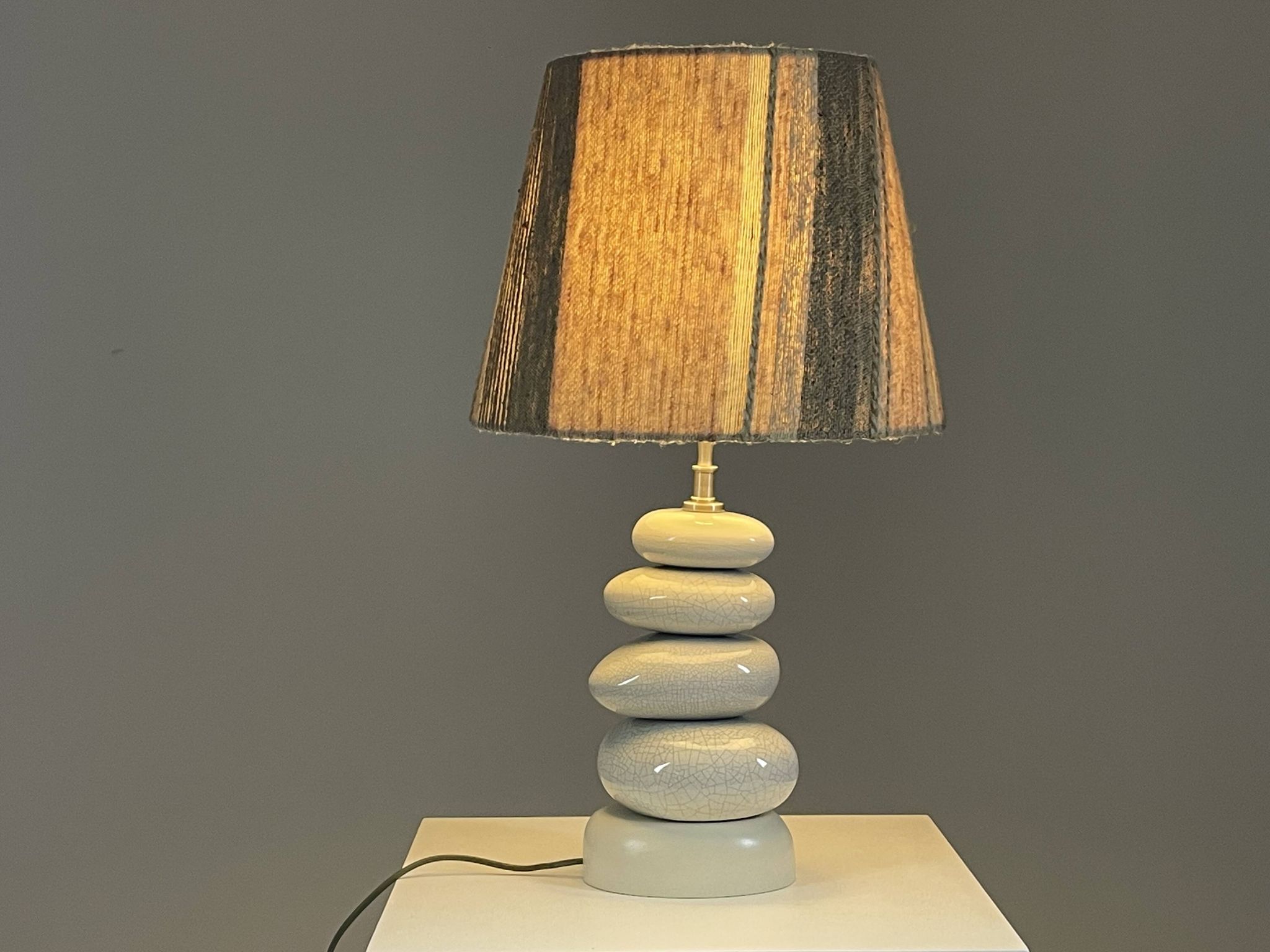 Cracked pebble lamp by François Châtain with its original lampshade, France 1970s