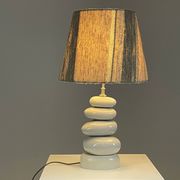 Cracked pebble lamp by François Châtain with its original lampshade, France 1970s