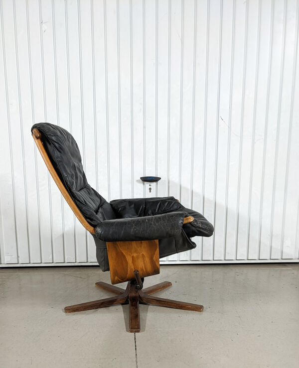Fauteuil lounge vintage Gote Mobler 1960 pivotant et inclinable