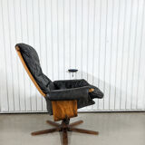 Vintage lounge armchair Gote Mobler 1960 swivel and reclining