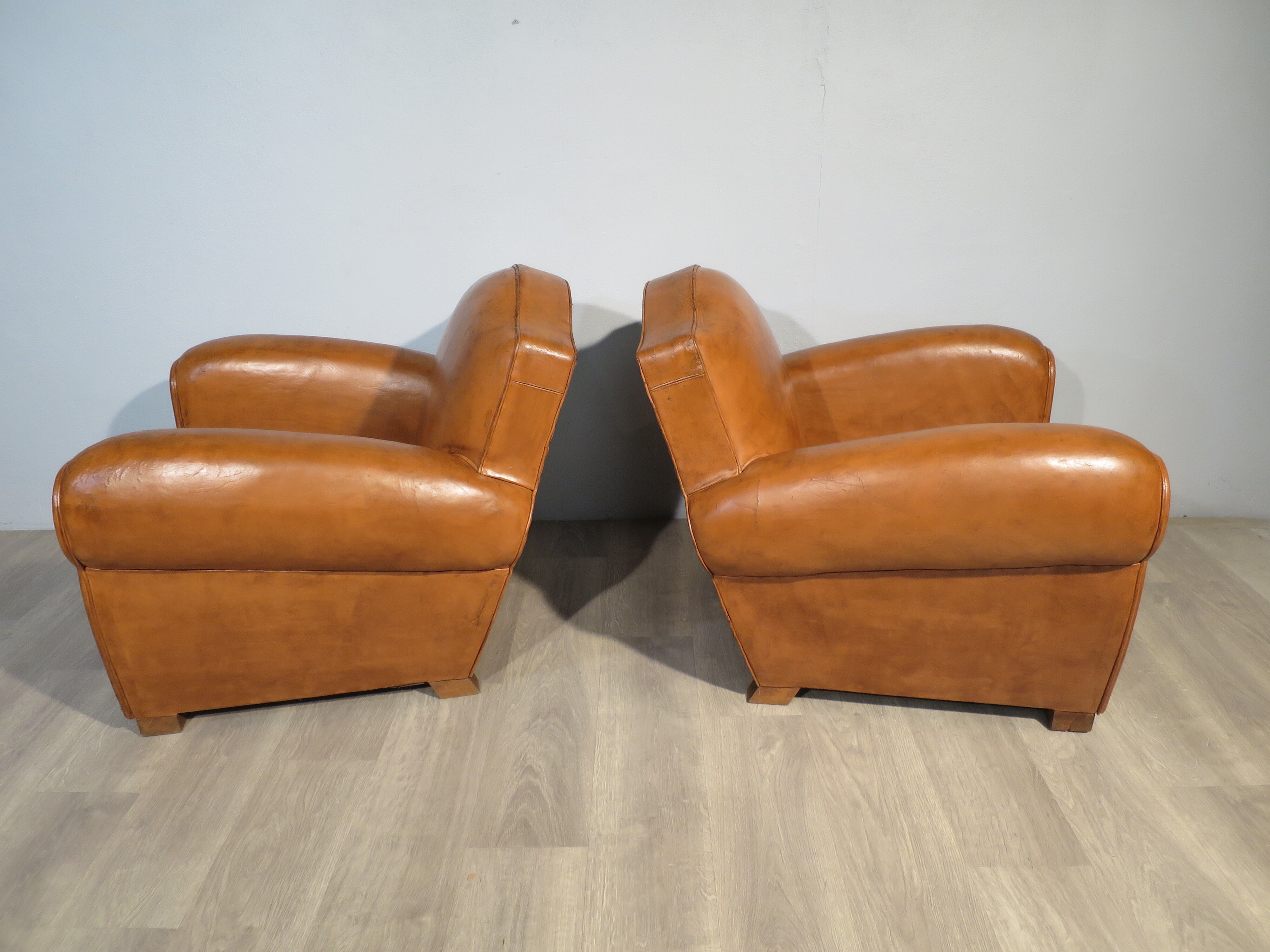 Pair of leather club chairs