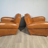 Pair of leather club chairs