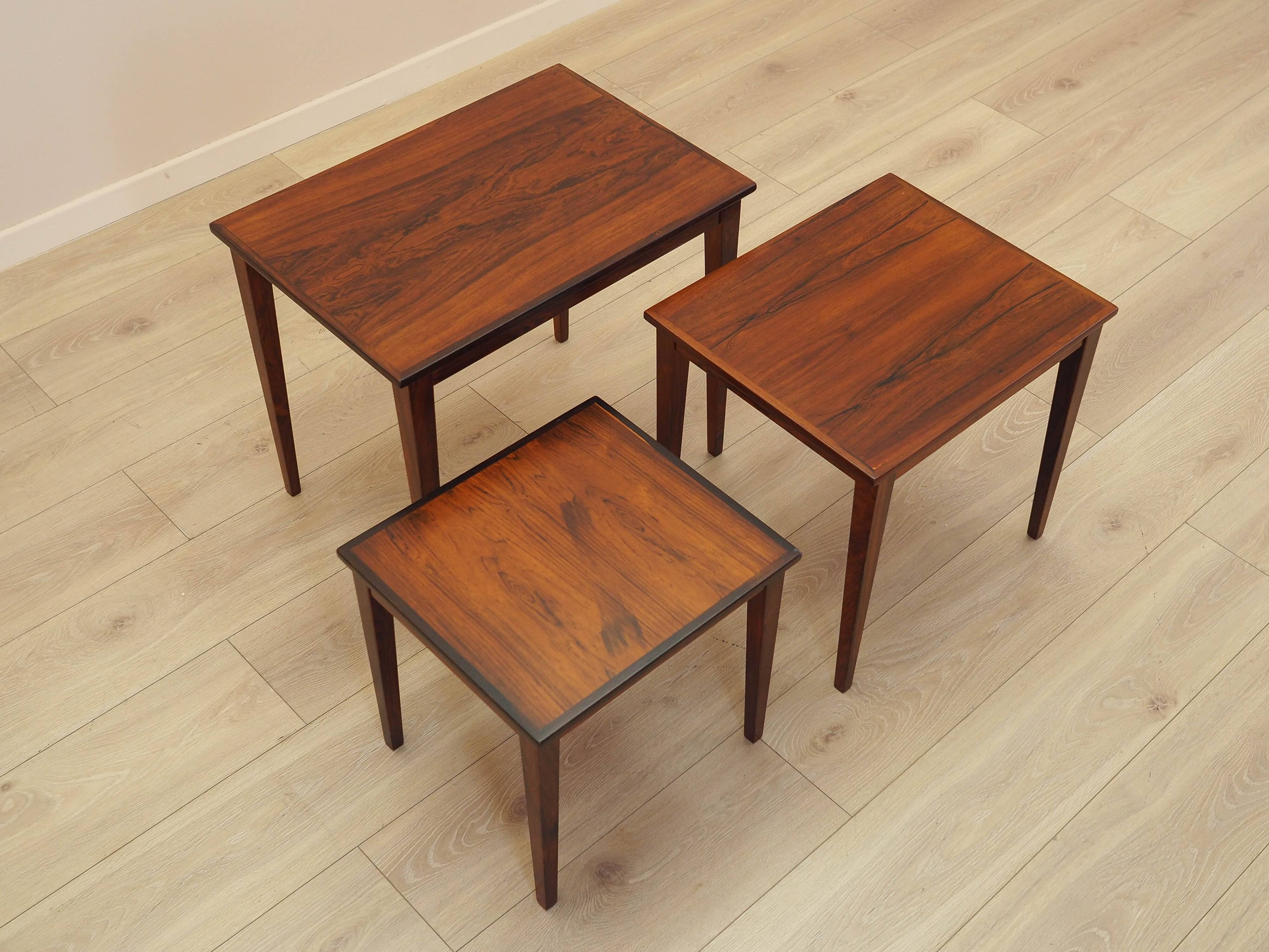 Set of three rosewood coffee tables, Danish design, 1960s, made in Denmark