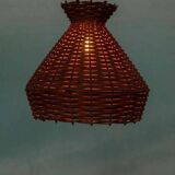 Bohemian suspension from the sixties, woven vintage lampshade.