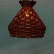Bohemian suspension from the sixties, woven vintage lampshade.