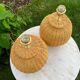 Paire de lampe en rotin clair vintage 1970