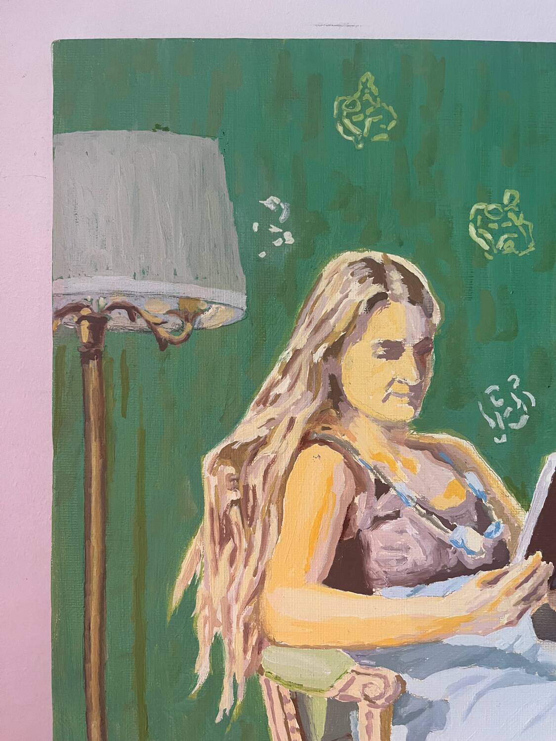 "The Love Novel", oil on canvas signed M. Toyer