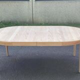 Scandinavian round extendable dining table renovated in wood 210cm