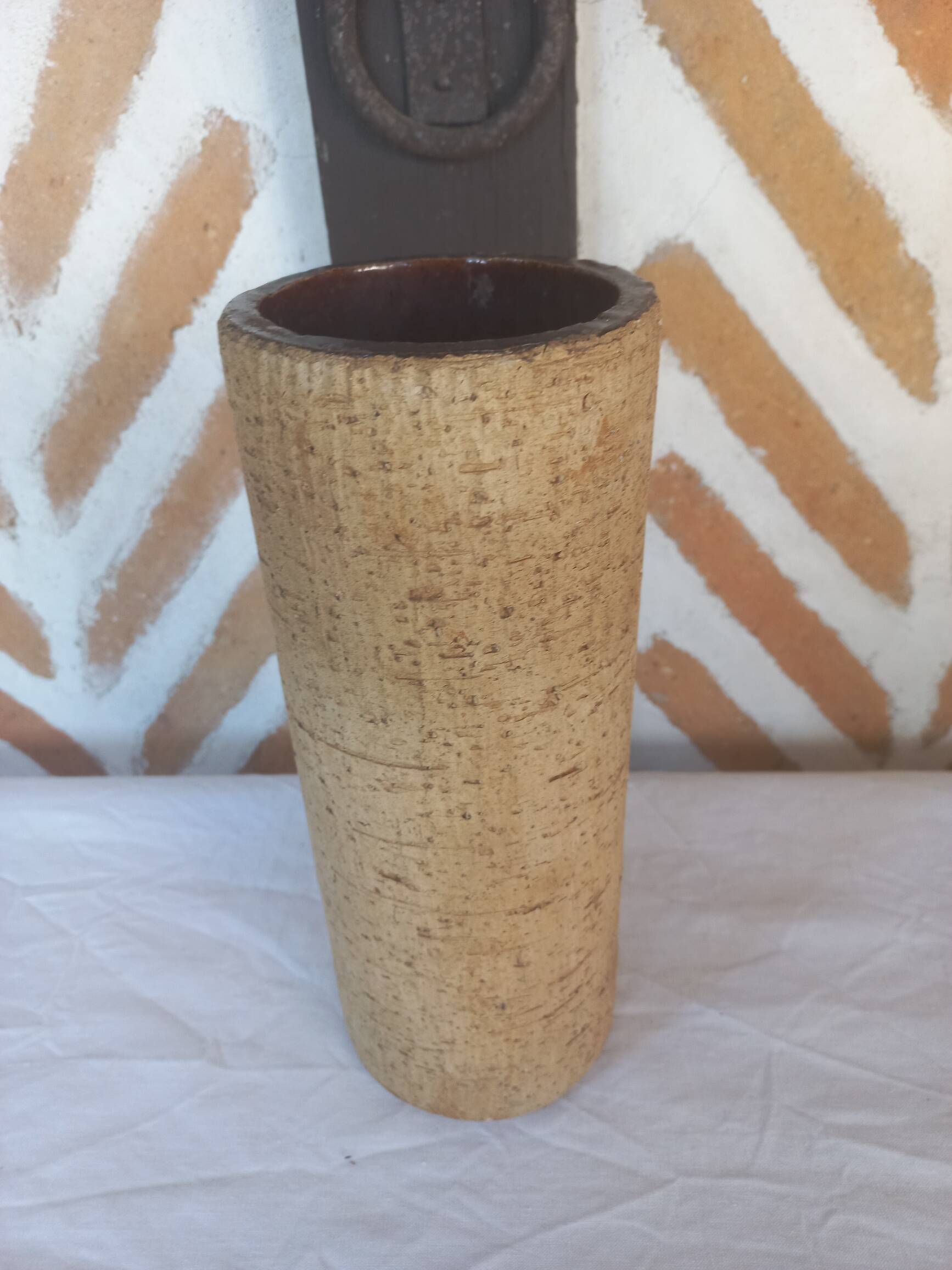 Large cylindrical cork vase