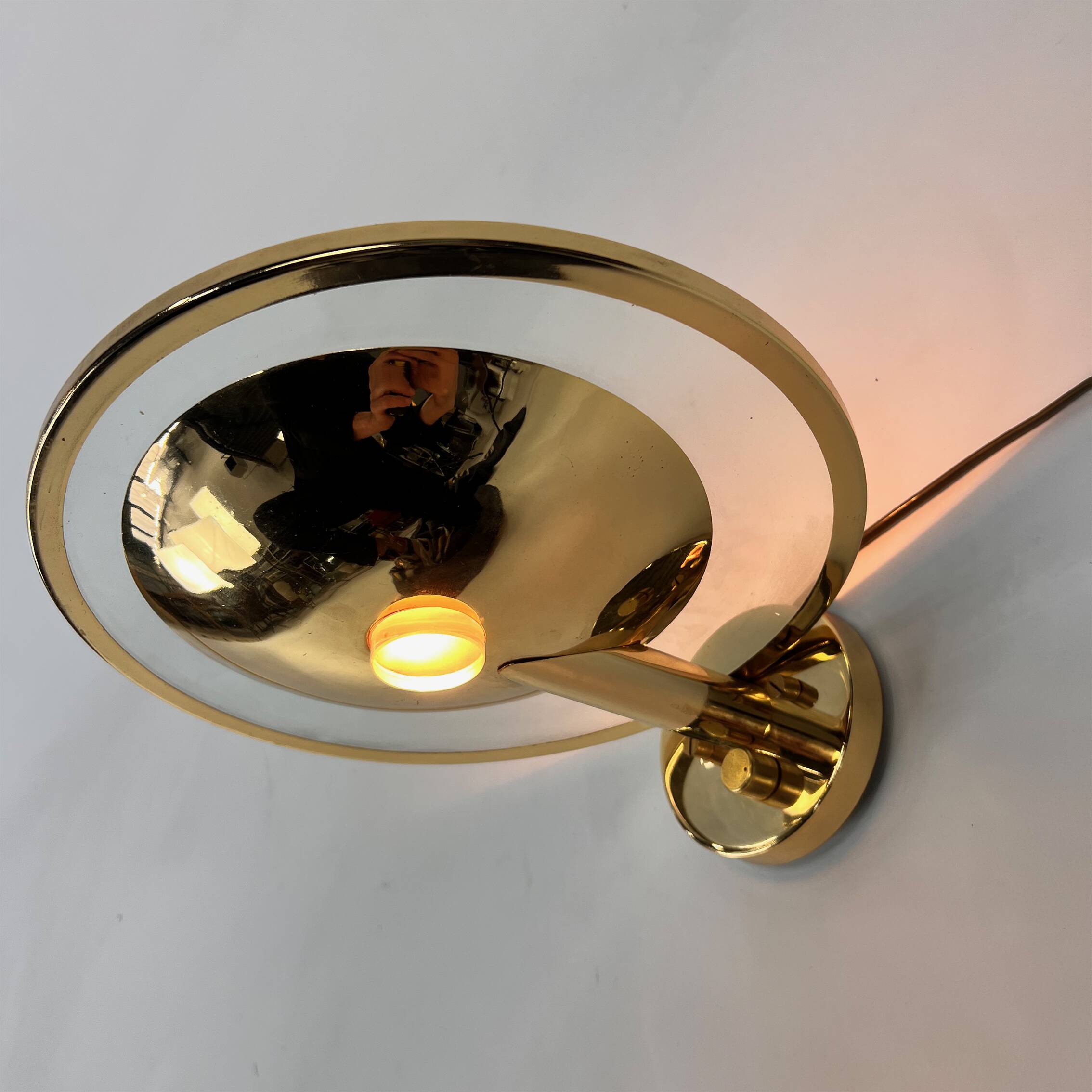 Belgium Brass and Glass Wall Lamp, 1970s