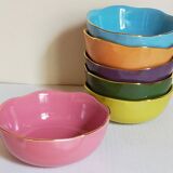 Six vintage multicolored ceramic bowls-cups