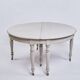 Round Dining Table - Gustavian Style - Gray Painted - Round Legs - Brass Wh