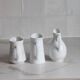 3 old French pitchers in white ceramic