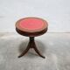 Vintage English pedestal table in wood and leather