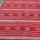 Red and white carpet Berber style handmade 100x138cm