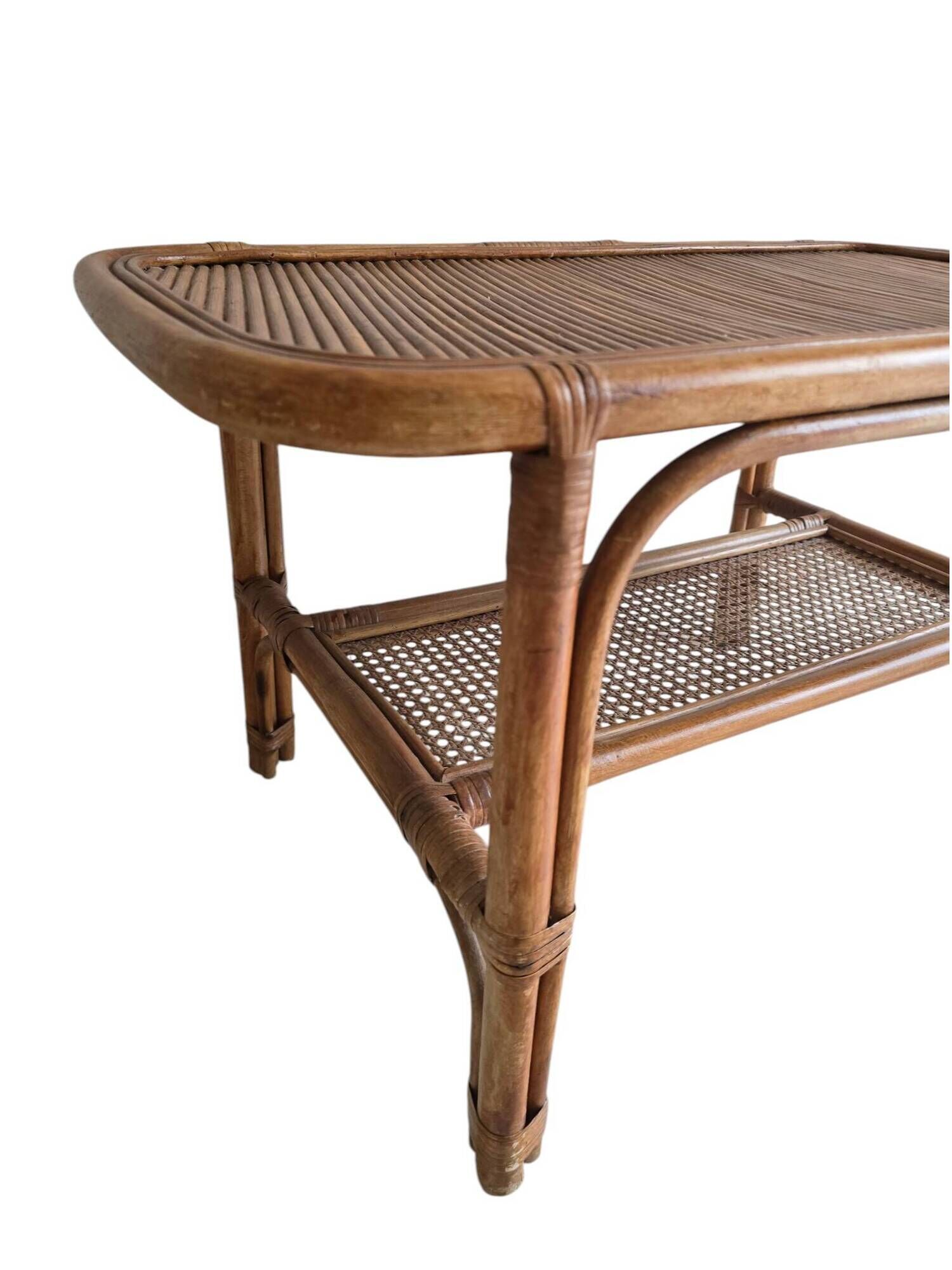 Vintage coffee table in rattan and cane – 1960s/70s