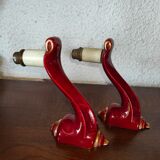 Pair of porcelain sconces 50s reds