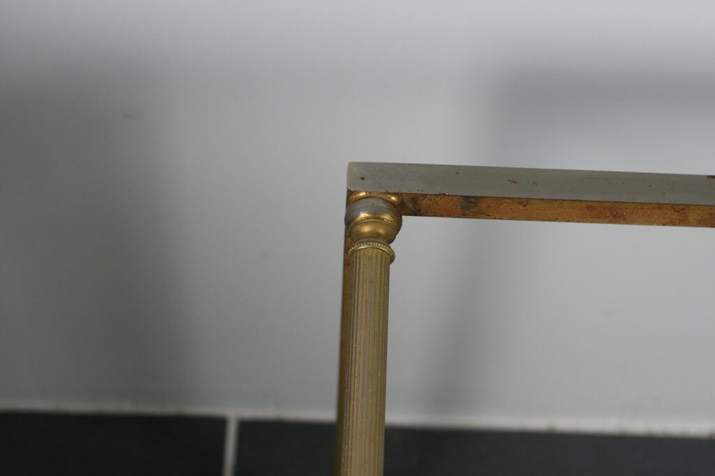 Green marble coffee table and vintage brass gold metal 60