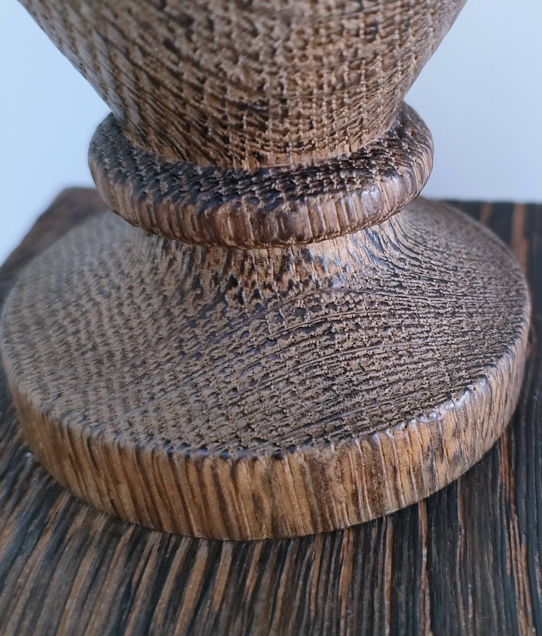 XL turned solid wood lamp base H.45.5 cm