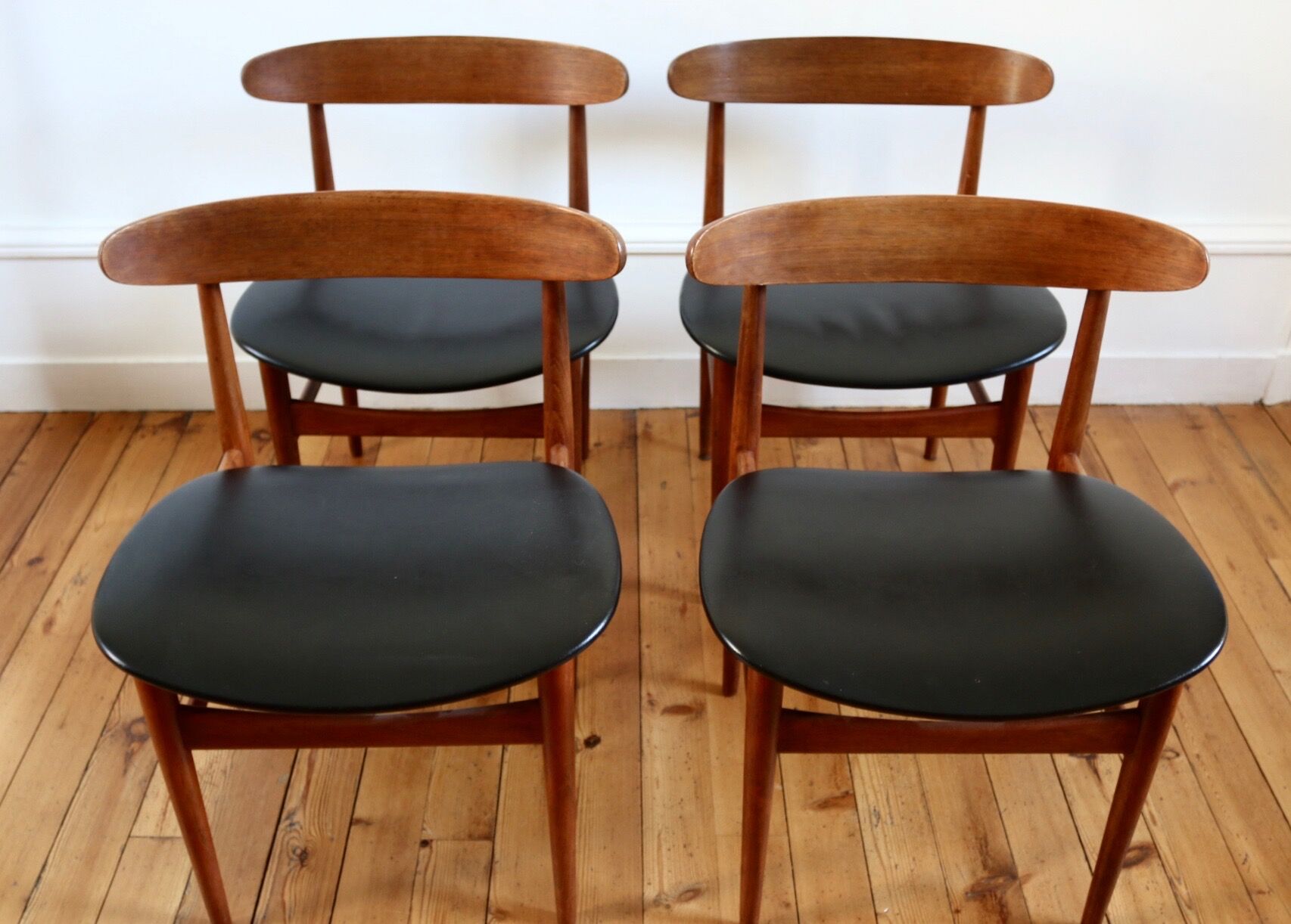 4 chairs Scandinavian 60s teak