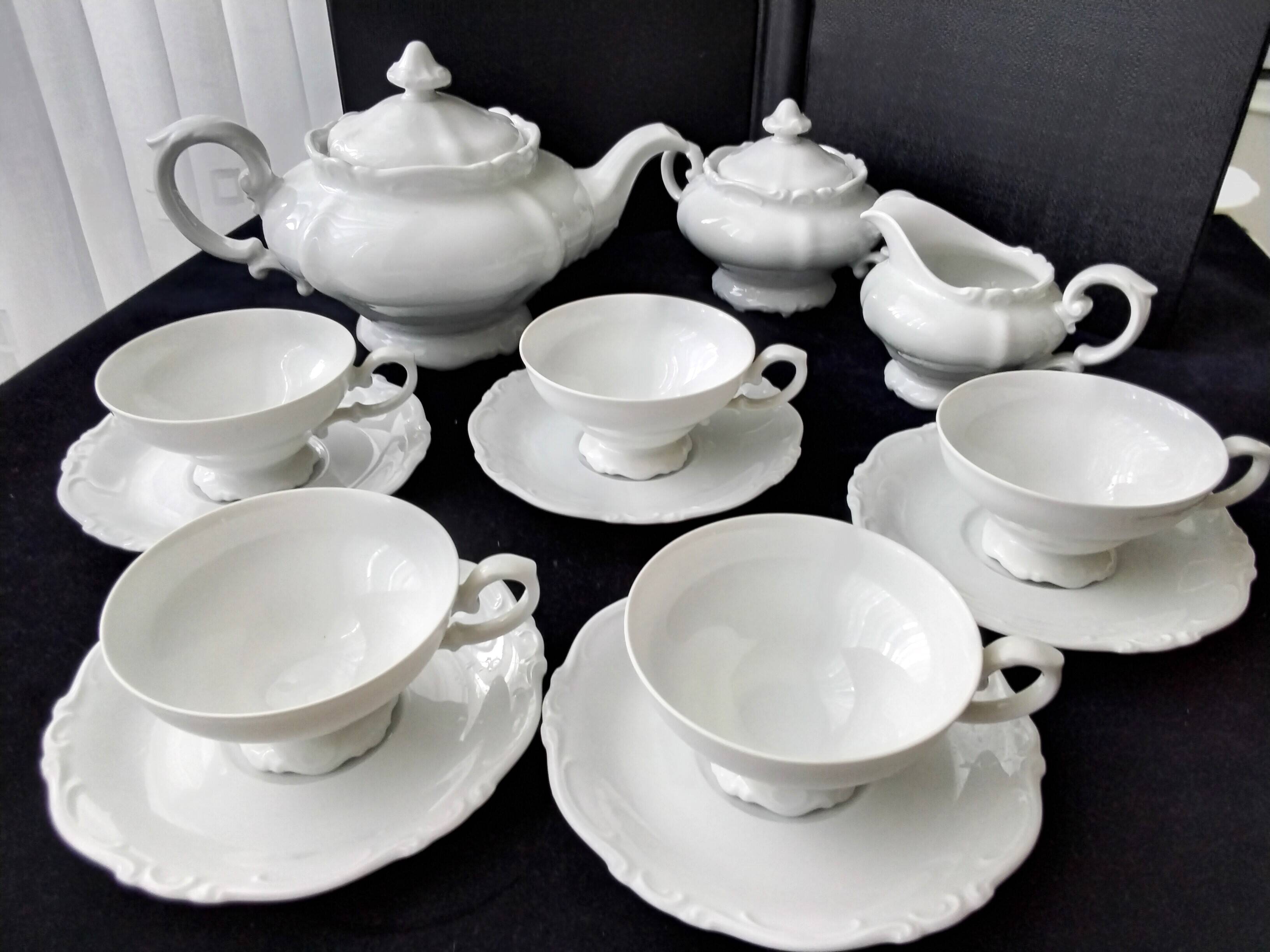 Heinrich H&G White Bavarian Porcelain Tea Set