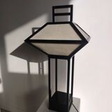 Japanese lamp in black lacquered wood and rice paper H:75cm