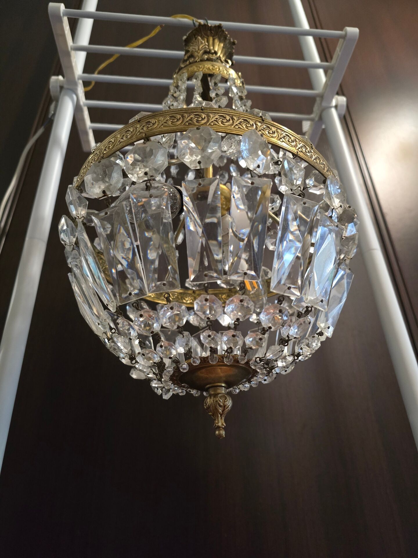 Lustre montgolfière verre et laiton