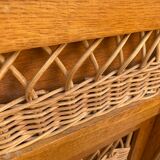 Rattan chest of drawers and vintage wood