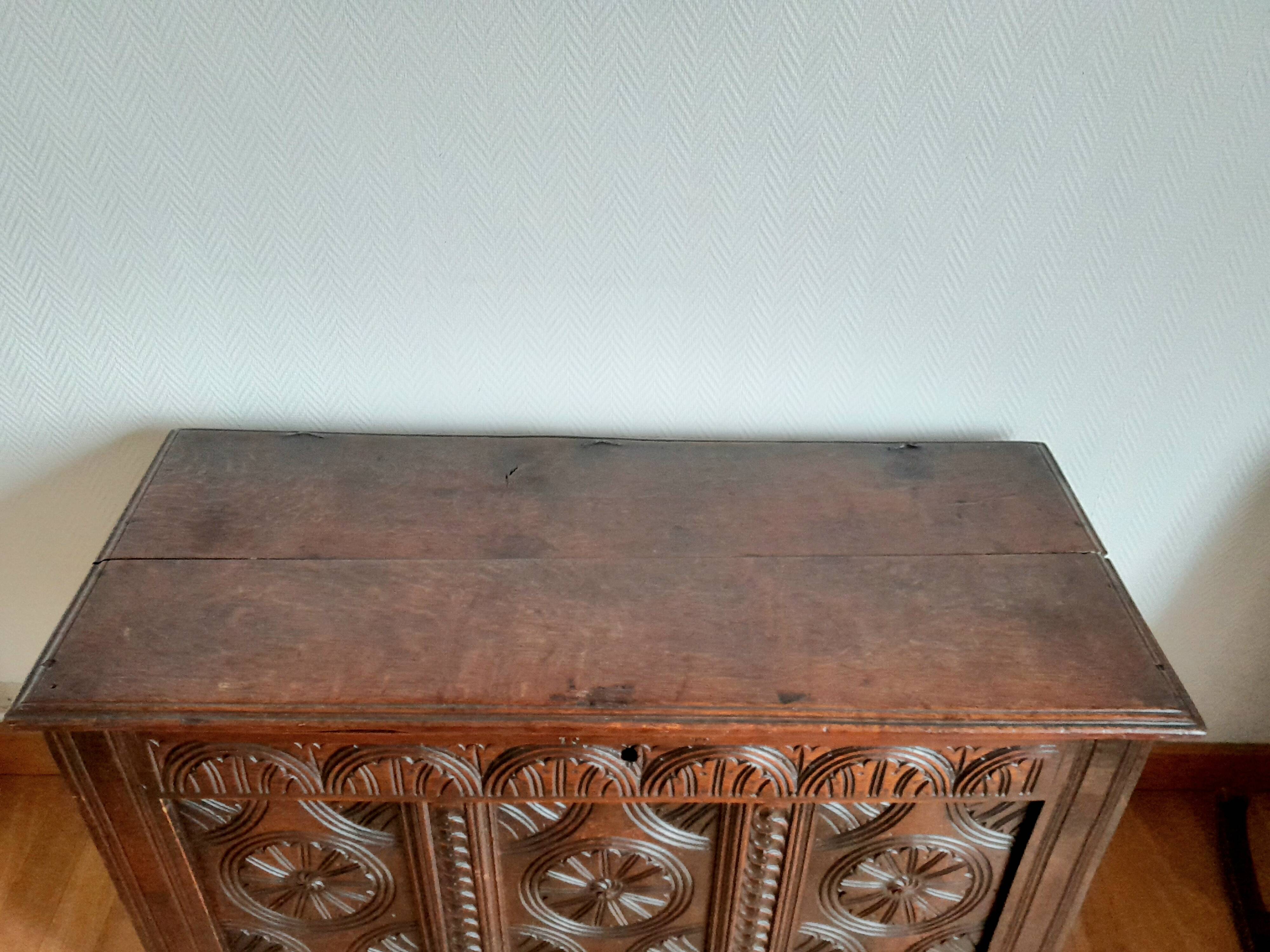 19th-century oak castle chest
