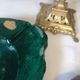 Vintage 70's Desk Set in Green Alabaster Malachite - 3 Pieces - Ita