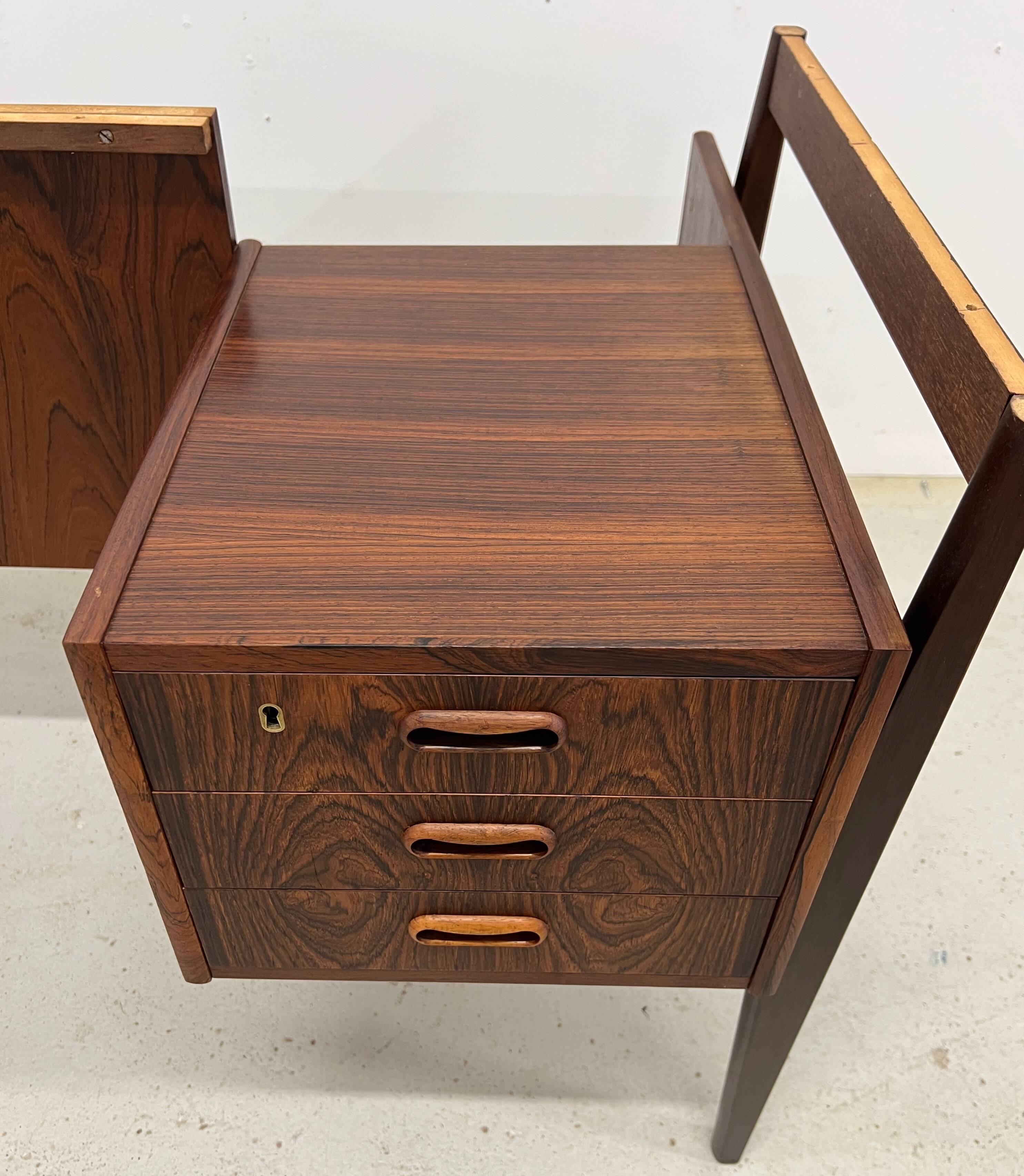 Rosewood 'Floating' Desk By Gunnar Nielsen For Tibergaard, 1960s.